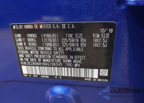 2019 Honda Hr-V Sport from USA, damaged, VIN 3CZRU6H16KG706345